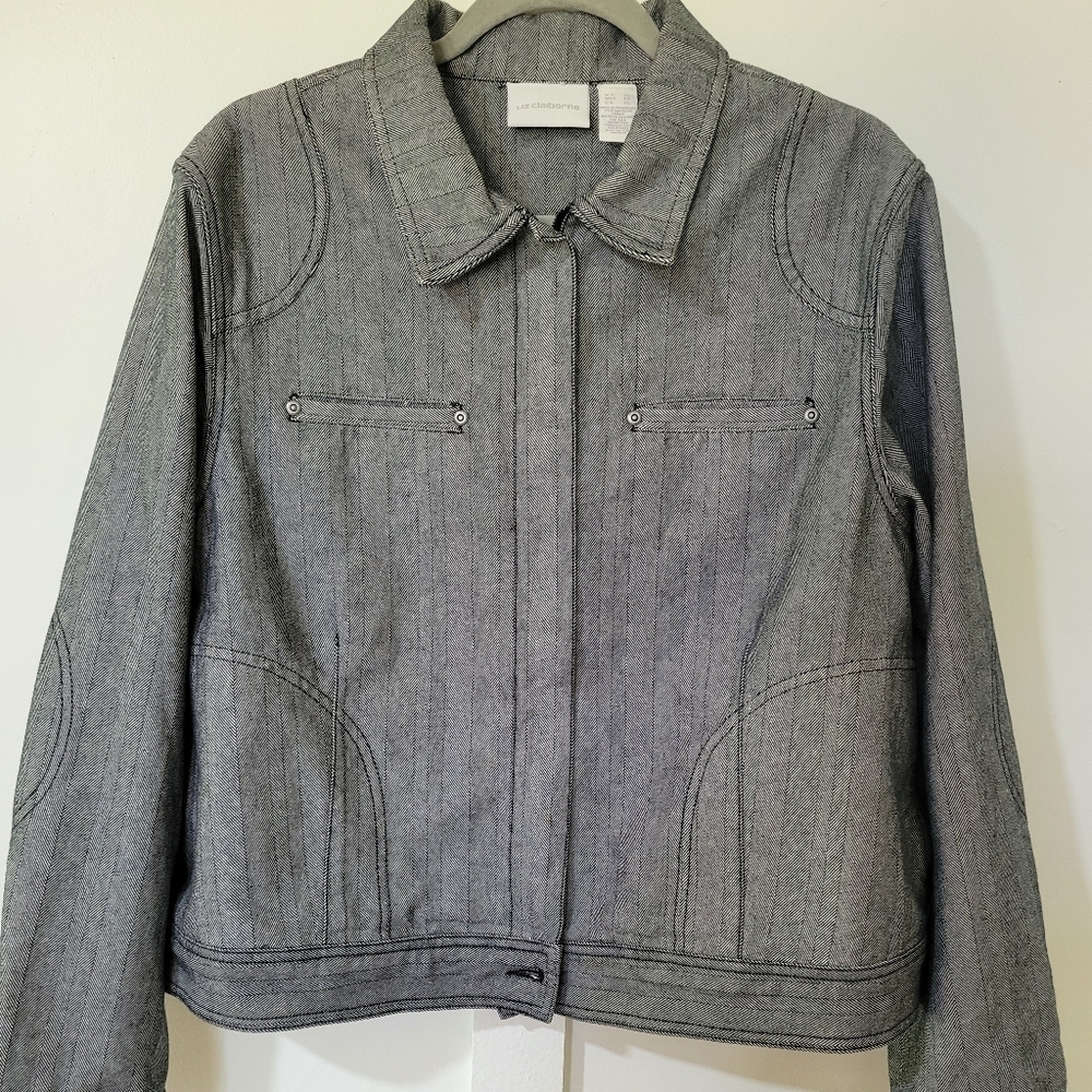 Liz Clairbone Womens Gray Denim Jacket
